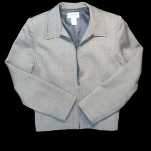 VTG Pendleton Womens Size 6 USA Made Virgin Wool Herringbone Zip Jacket Blazer